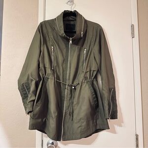 Miss London Anorak Water Resistant, Large, Removable Hood, Olive Green